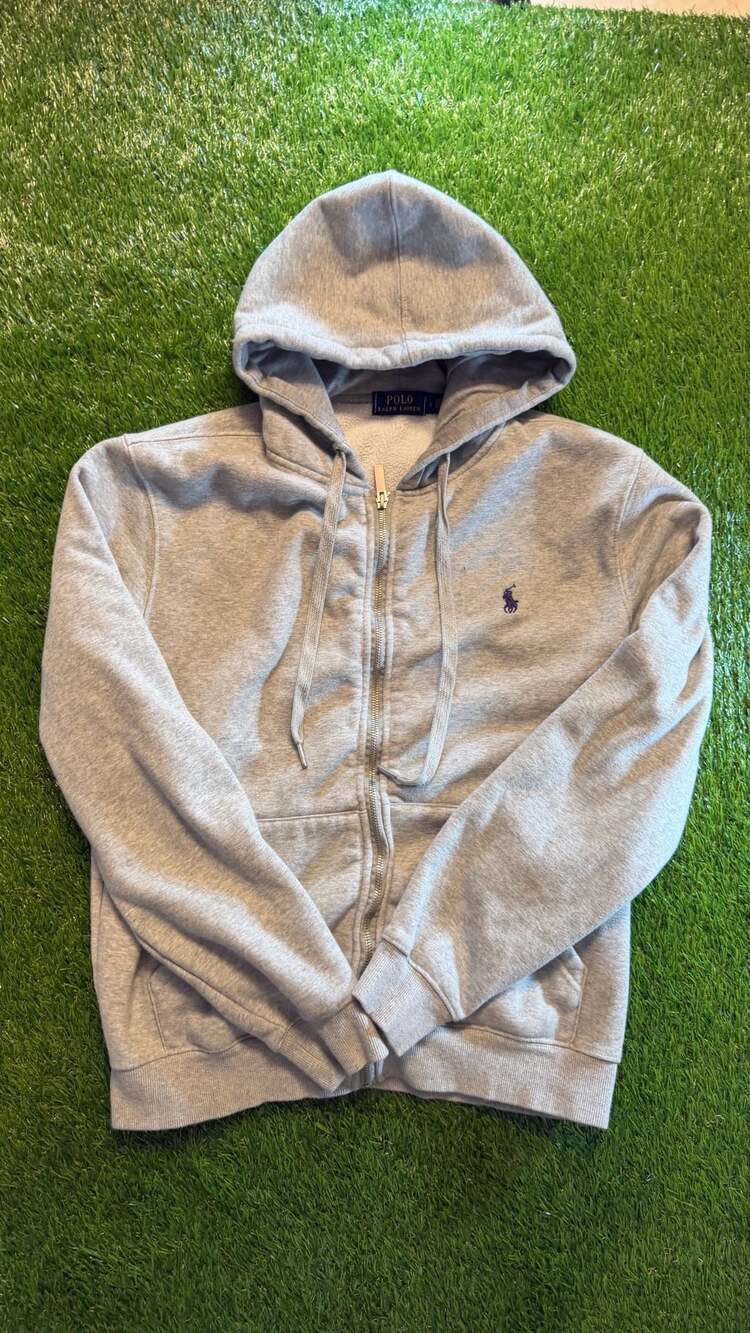 Polo Ralph Lauren Full Zip Hoodie Size L Gray Fleece Sweatshirt